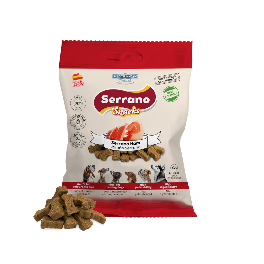 85 g Mediterranean Natural Biscoitos Serrano Snacks de Fiambre para cães
