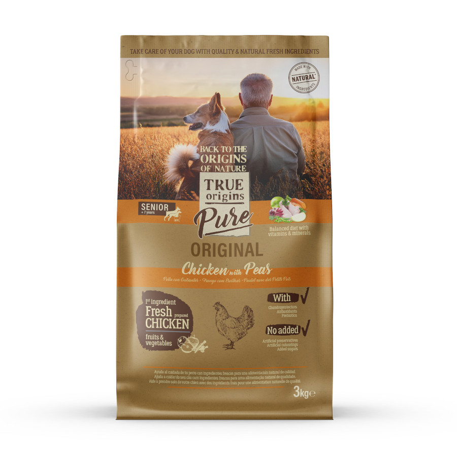 3 KG 3 kg True Origins Pure Senior Frango com Ervilhas Ração para cães