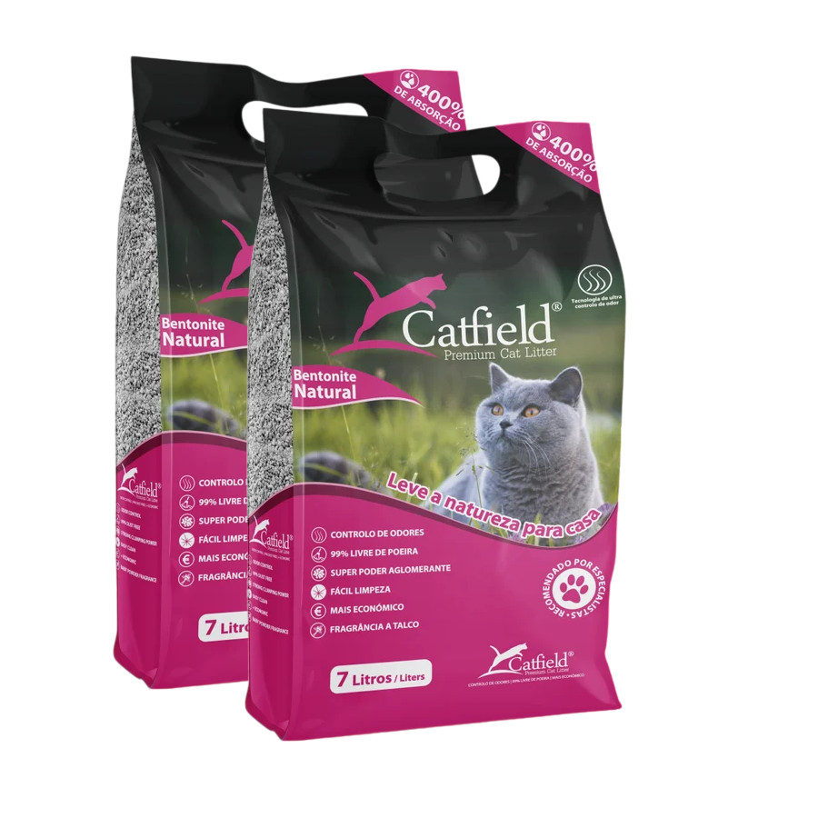 2 x 7 L Catfield Premium Talco Areia Aglomerante para gatos Pack poupança!