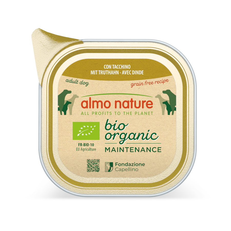 24 terrinas x 100 g Almo Nature Bio Organic Maintenance Granel Free Turkey para cães Pack poupança!