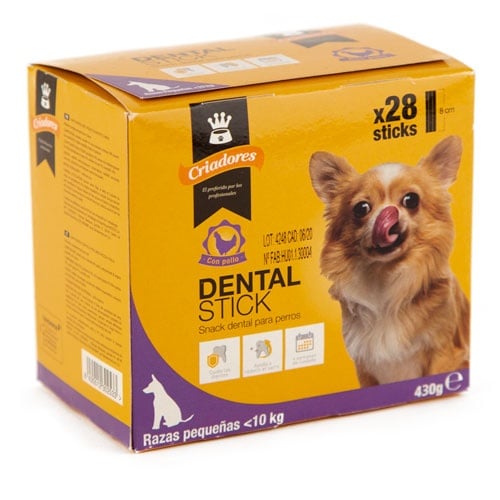 28 sticks Criadores Snacks Dentários Frango para cães pequenos