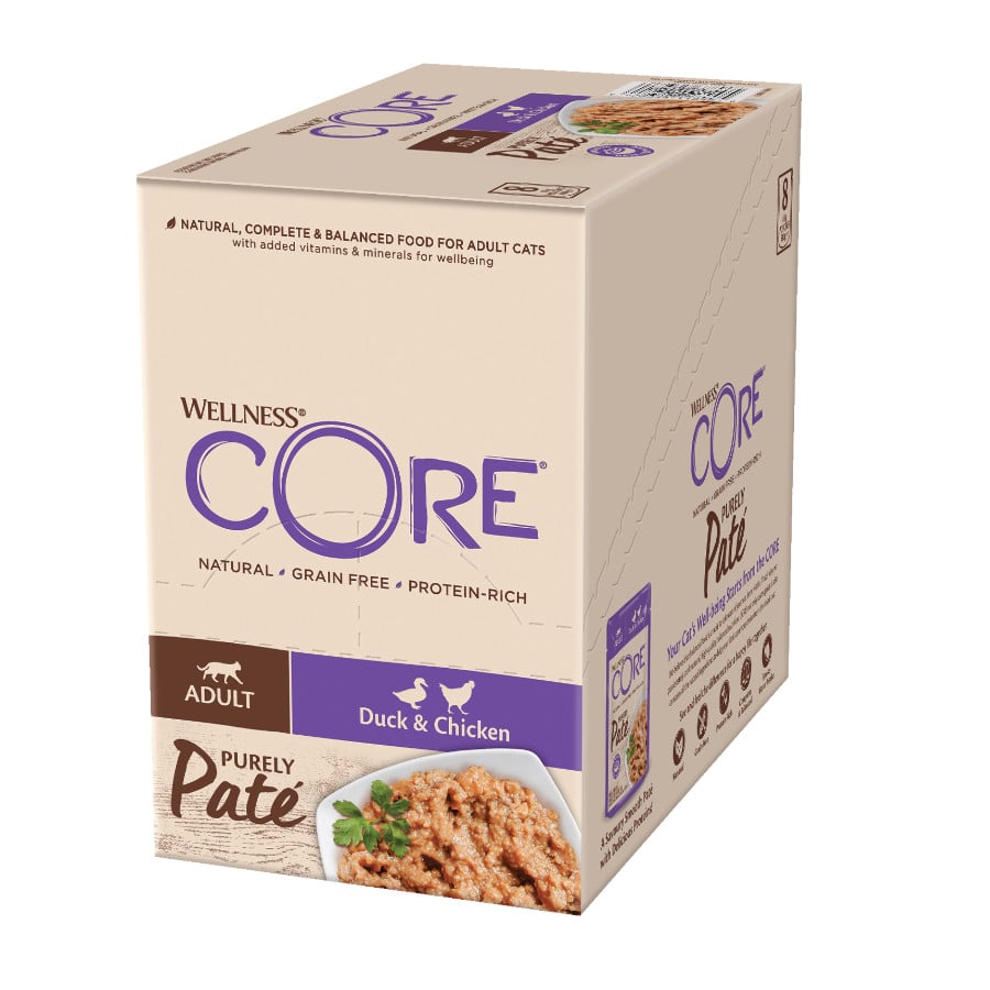 85 g Wellness Core Adult Purely Pato e Frango em Patê saqueta para gatos