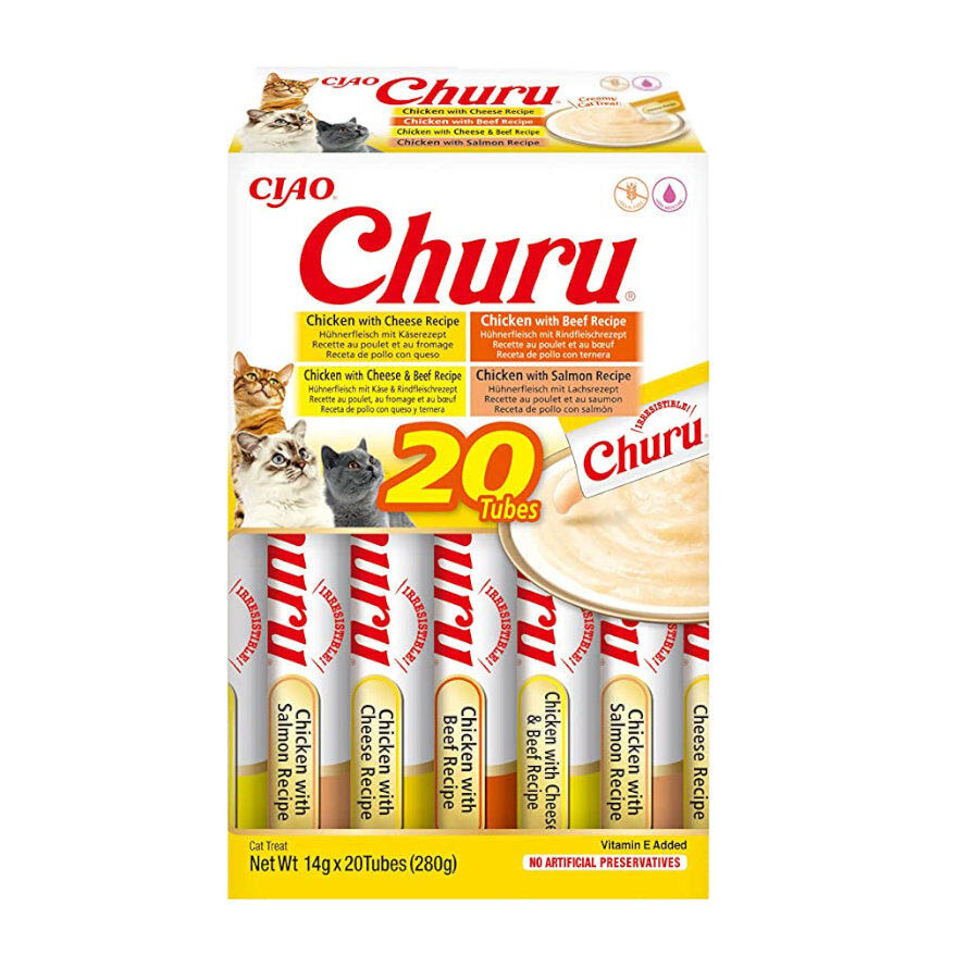 0.37 KG Churu Variedades de Frango com Vitela Snack Líquido para gatos