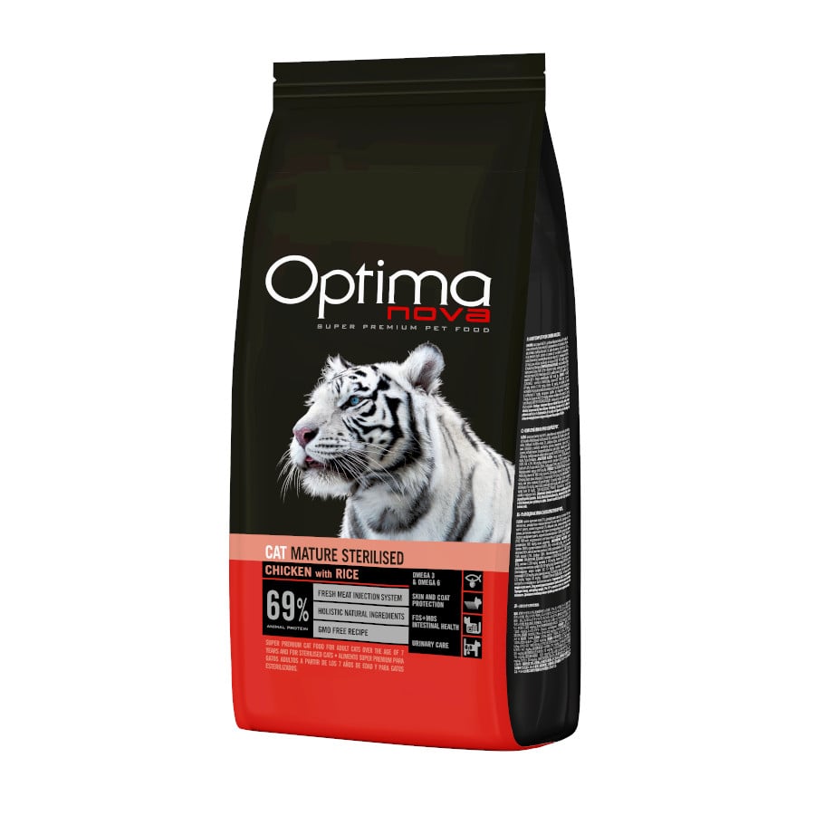 2 KG 2 kg Optima Nova Mature Frango e Arroz para gatos