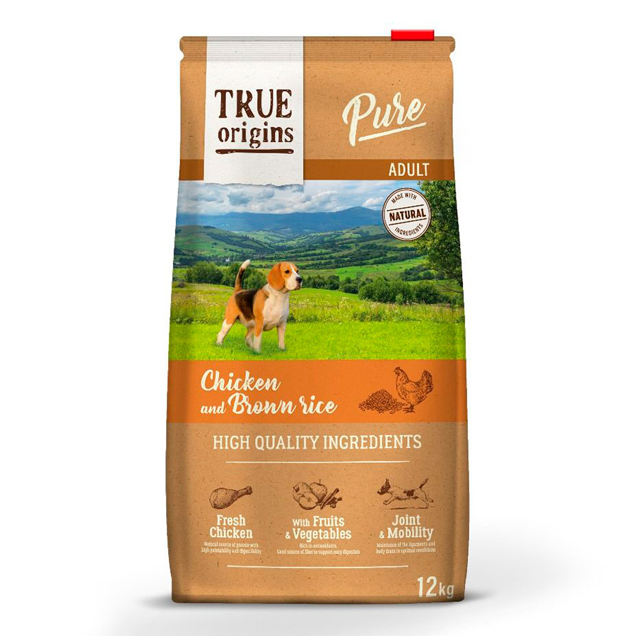 2 x 12 kg True Origins Pure Adult Frango e Arroz ração para cães Pack poupança!