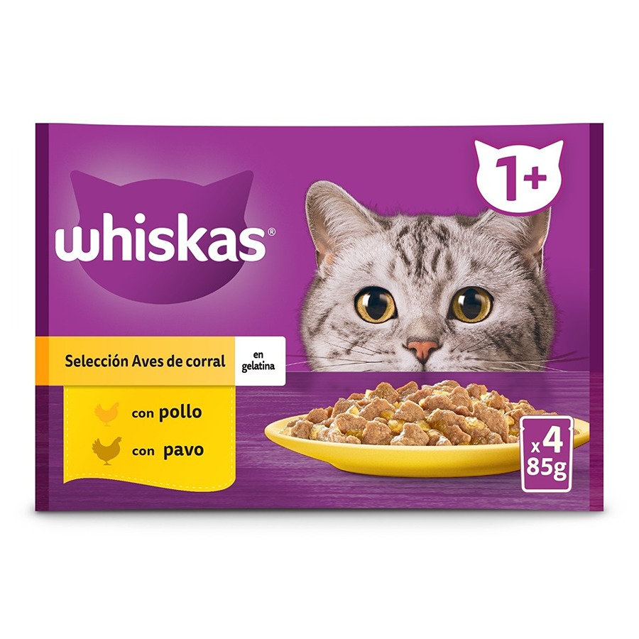 24 saquetas x 85 g Whiskas Sabor Aves Geleia em Saqueta para Gatos -   Pack poupança!