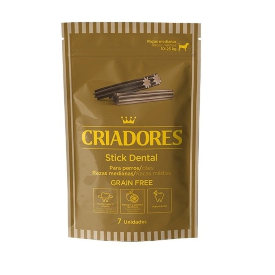 7 sticks Criadores Snacks Dentários Grain Free para cães de raça média