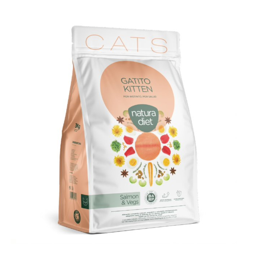 3 kg Nature Diet Kitten Salmão e Vegetais ração
