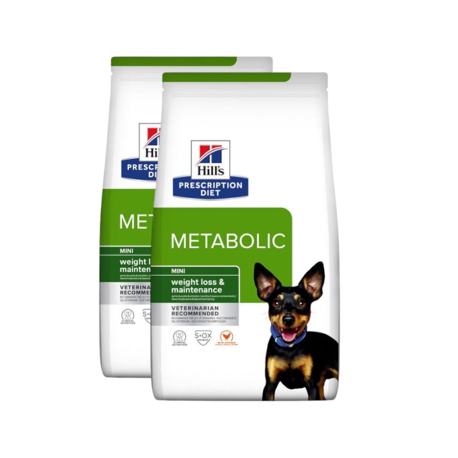 2 x 1 kg Hill's Prescription Diet Metabolic Mini Weight Loss ração para cães Pack poupança!