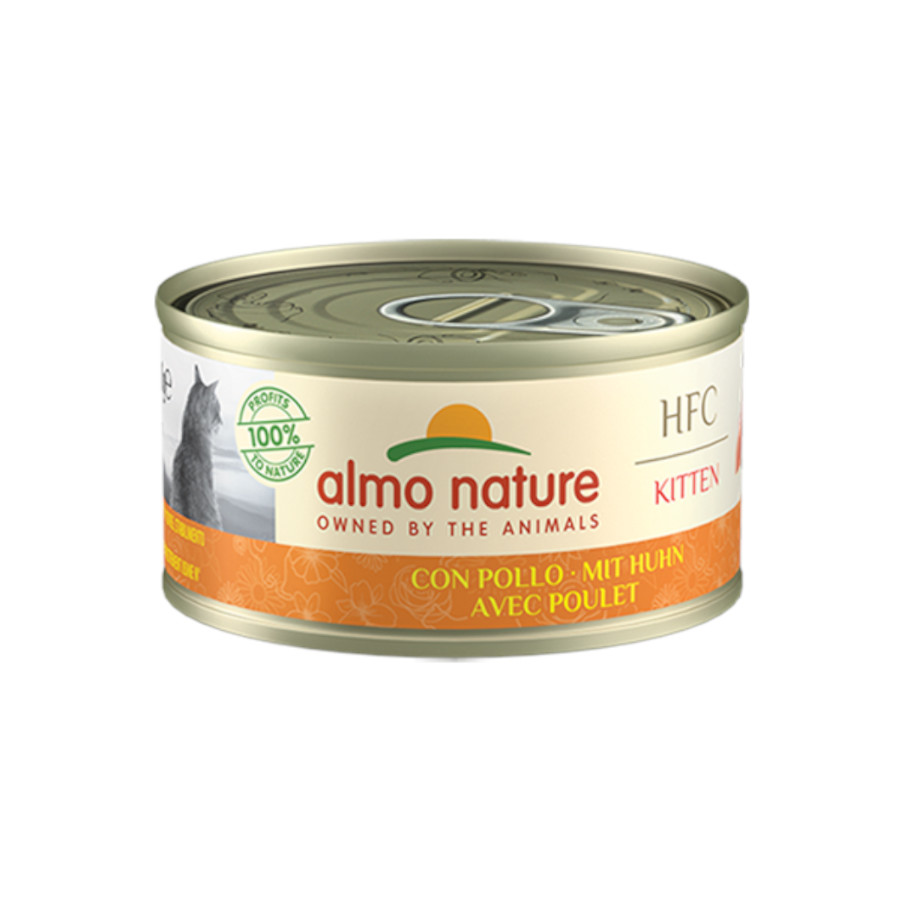 48 latas x 70 g Almo Nature Kitten HFC Frango lata para gatos Pack poupança!