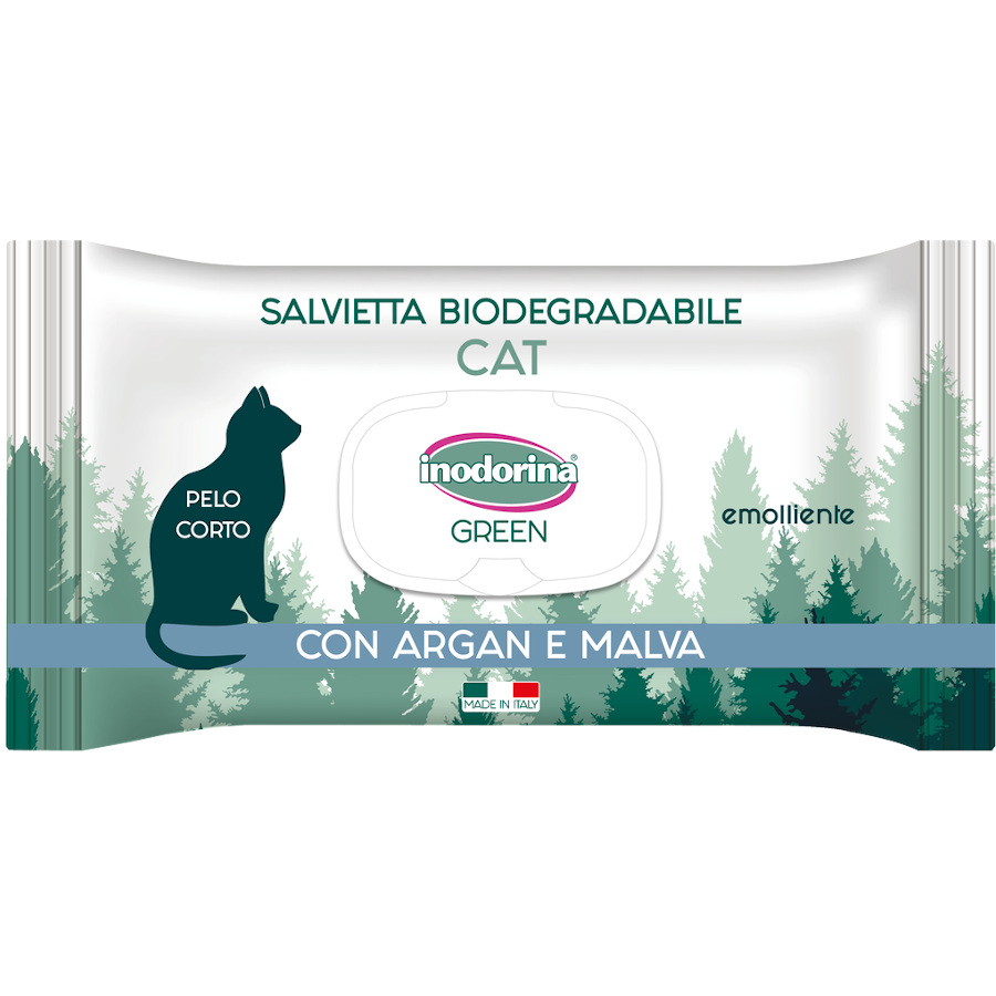 30 UN Inodorina Green Toalhitas húmidas para gatos de pelo curto