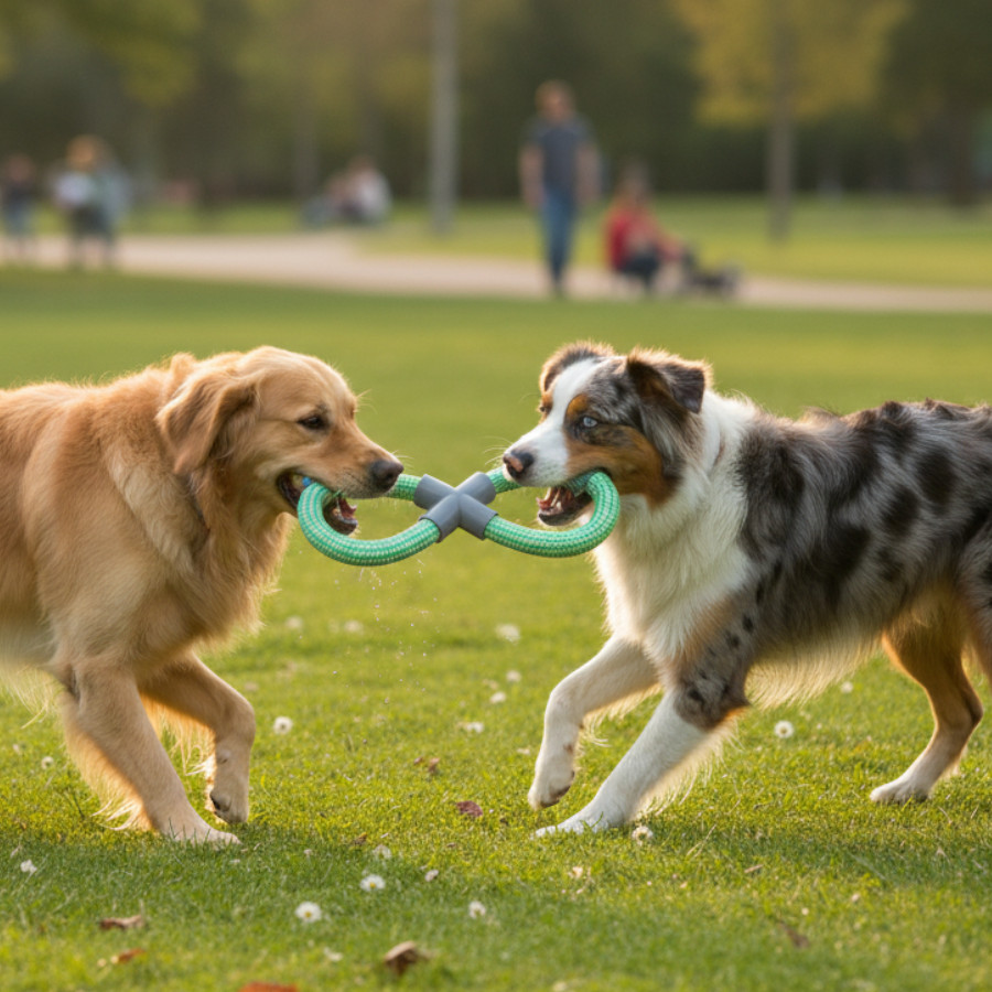 Tootoy! Pull Mordedor de corda com duplo laço para cães