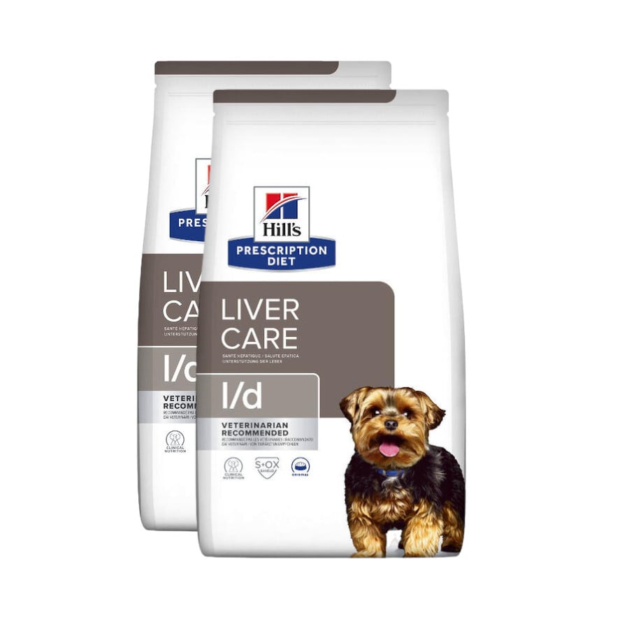 2 x 4 kg Hill's Prescription Diet l/d Liver Care ração para cães Pack poupança!