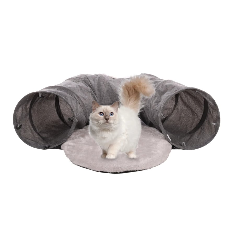 Flamingo Gotar Túnel com Almofada Cinzenta para gatos