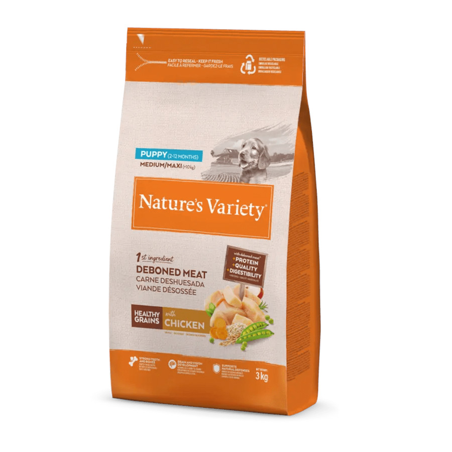 2 x 10 kg Nature’s Variety Healthy Grains Puppy Medium Maxi Frango ração para cachorros Pack poupança!