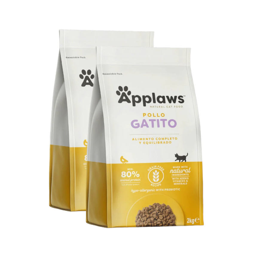 2 x 2 kg Applaws Kitten ração com frango para gatinhos Pack poupança!