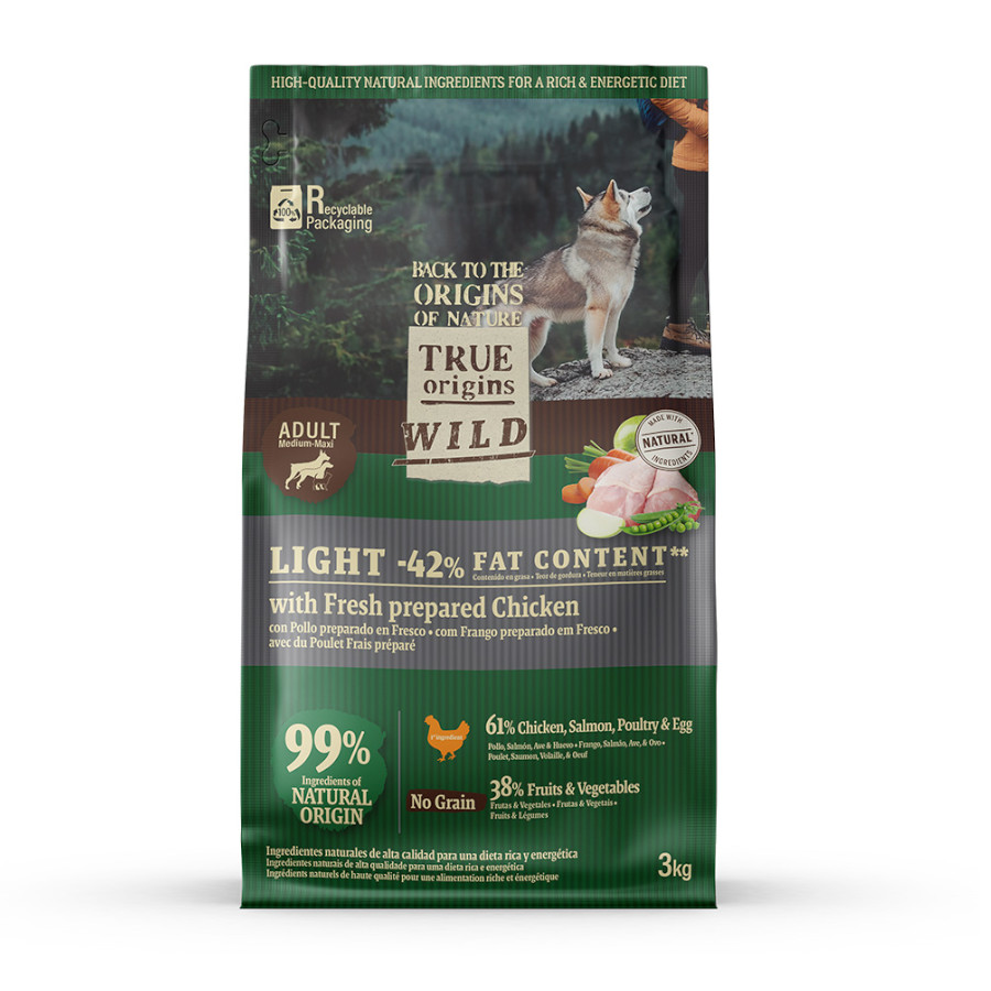 3 KG True Origins Wild Light ração de frango para cães
