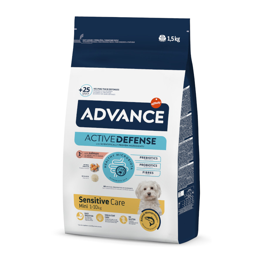 Advance Active Defense Mini Sensitive Salmão e Arroz ração para cães