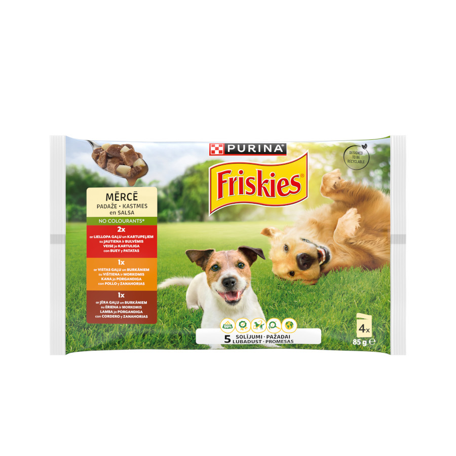 0.34 KG 4 saquetas x 85 g Friskies Frango em molho comida húmida para cão