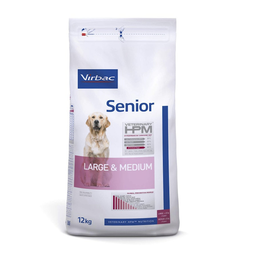 12 KG 12 kg Virbac Senior Large Medium HPM ração para cães