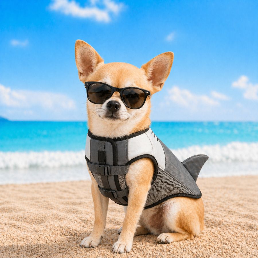 Colete salva-vidas Summer Vibes Shark para cães