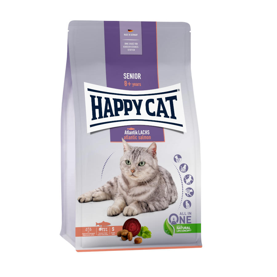 4 KG 4 kg Happy Cat Atlantic Senior Salmão ração para gatos
