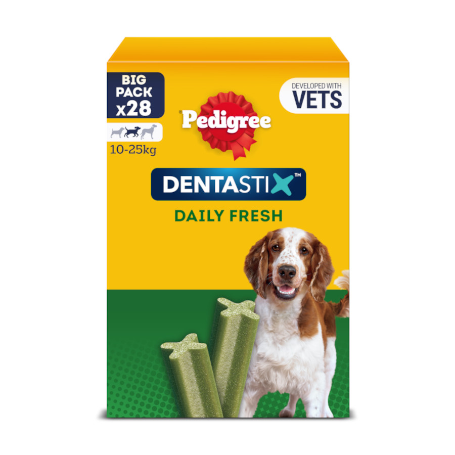28 sticks Pedigree Dentastix Fresh Snacks Dentários para Cães Médios