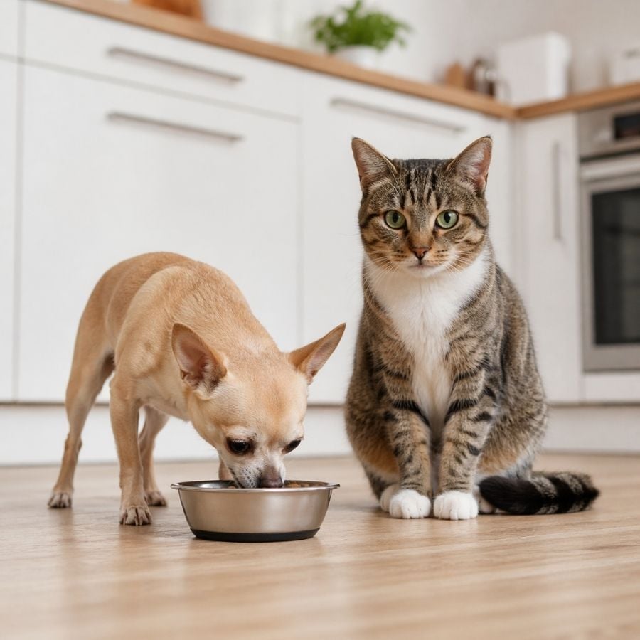 Leeby Comedouro em Aço Inoxidável com Base de Borracha para cães e gatos