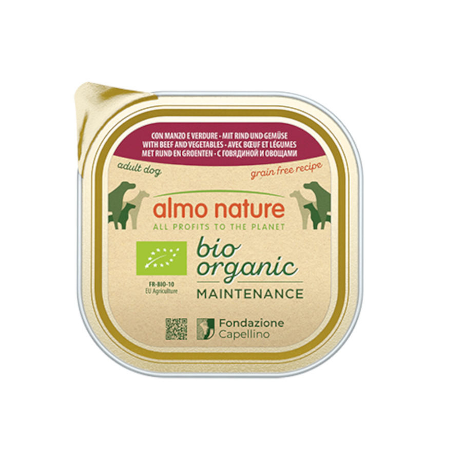 12 terrinas x 300 g Almo Nature Bio Organic Maintenance, ração para cães sem grãos, carne e vegetais Pack poupança!
