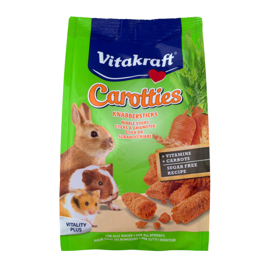 2 pacotes x 50 g Vitakraft Carotties Sticks Cenoura para coelhos Pack poupança!