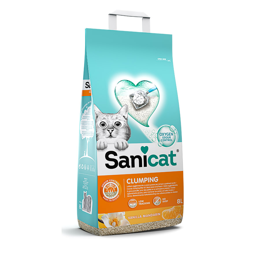 8 L Sanicat Areia Aglomerante Baunilha e Tangerina para gatos