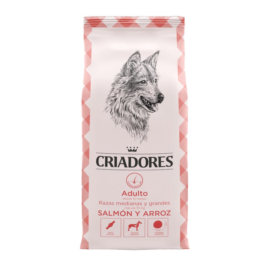 3 kg Criadores Adulto Salmão e Arroz ração para cães de porte médio e grande
