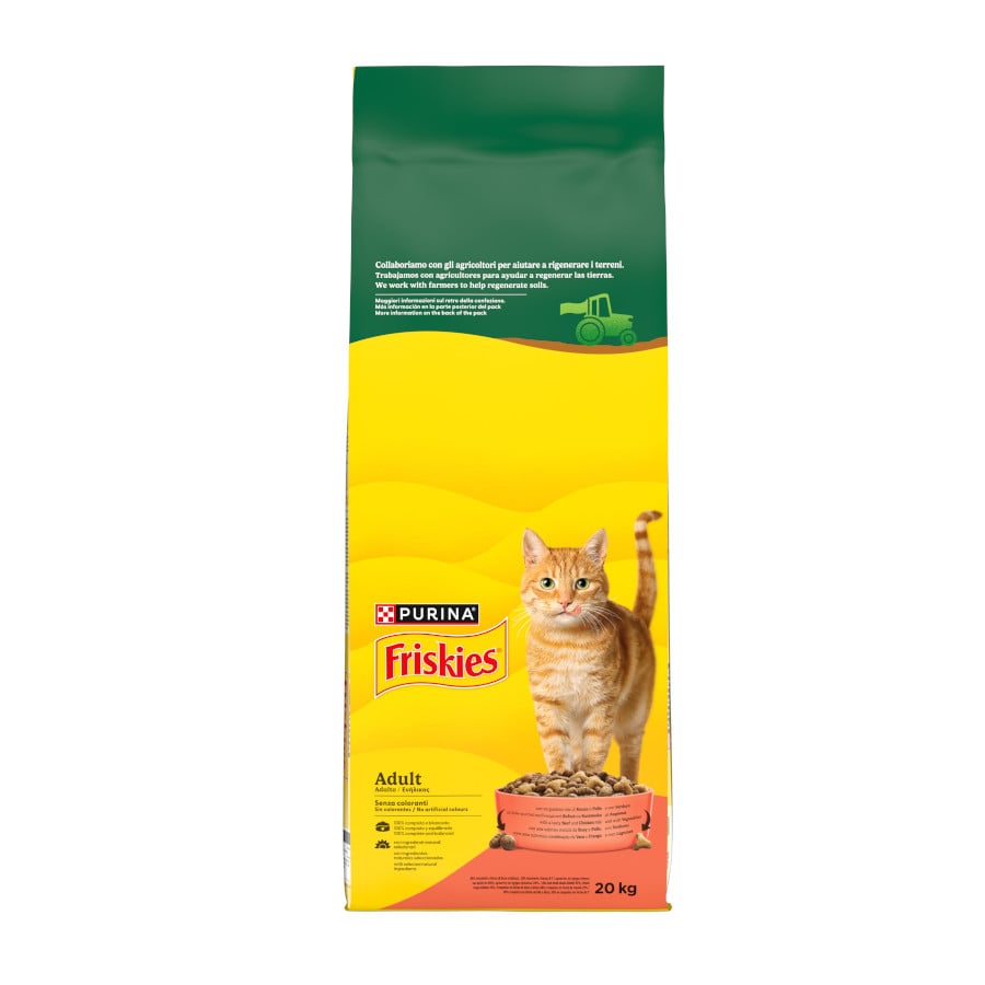 20 kg Friskies Adult Vaca, Frango e Legumes ração para gatos