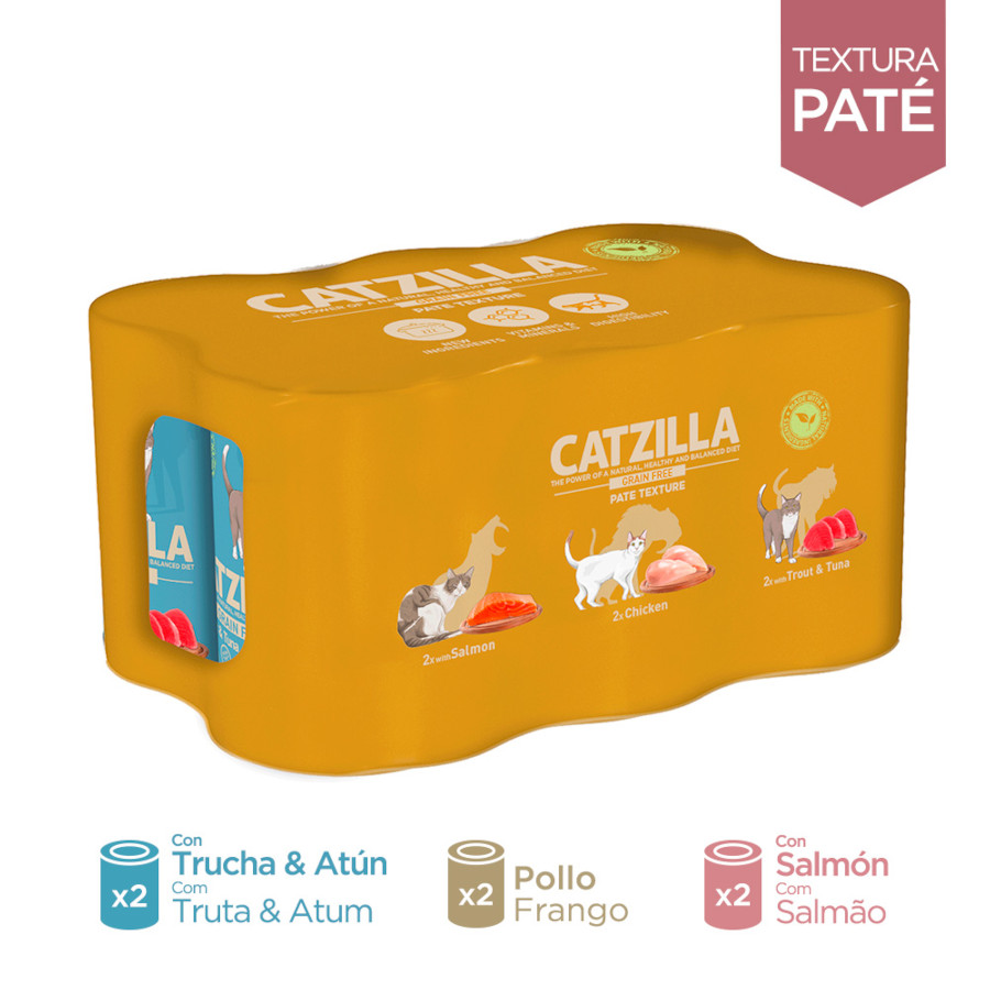 48 latas x 400 g Catzilla Adult Grain Patê em latas para gatos Pack Poupança!