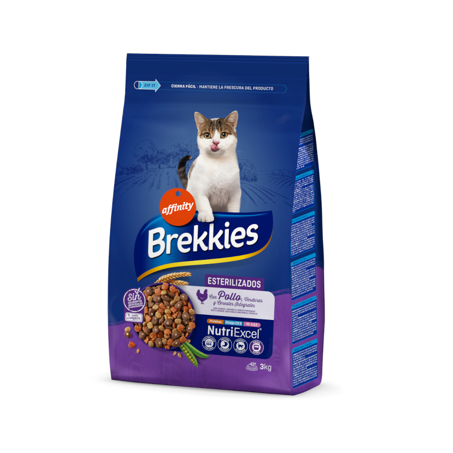 2 x 3 kg Affinity Brekkies Esterilizados Frango ração para gatos Pack poupança!