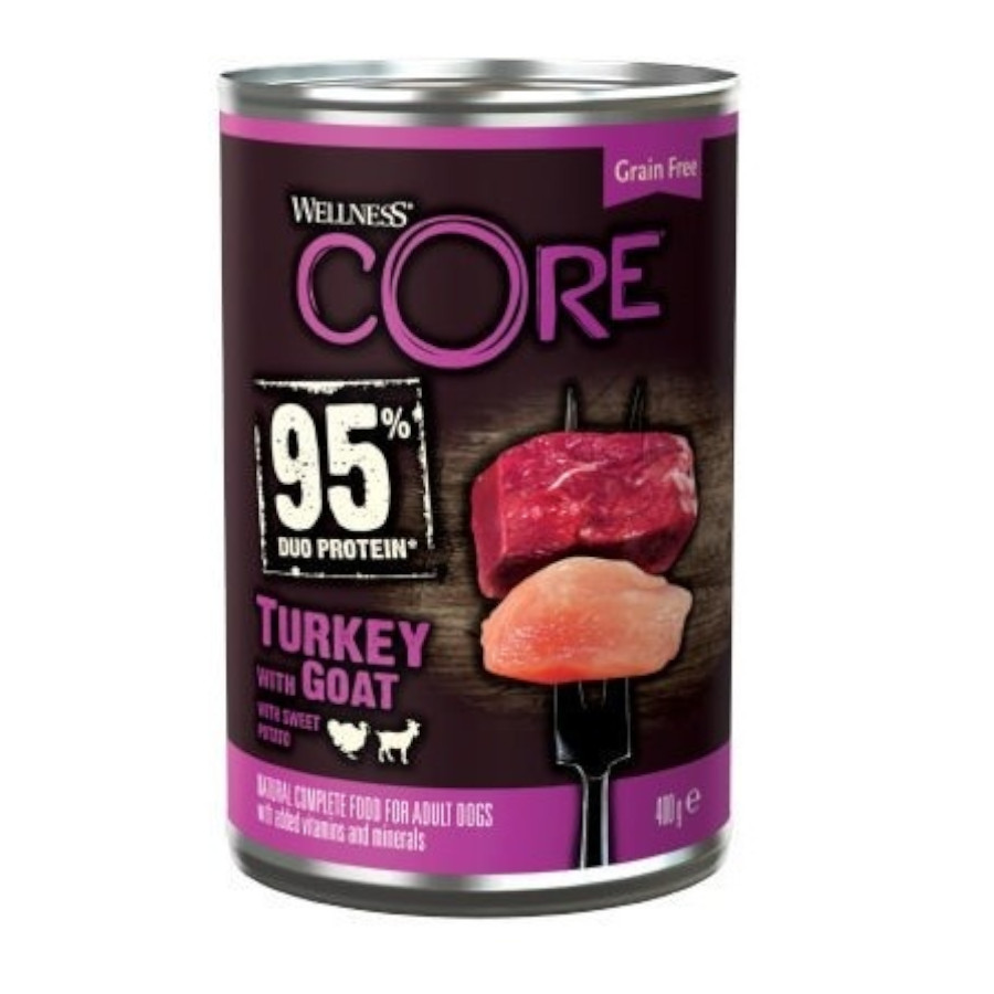 12 latas x 400 g Wellness Core peru e cabra lata para cães Pack poupança!