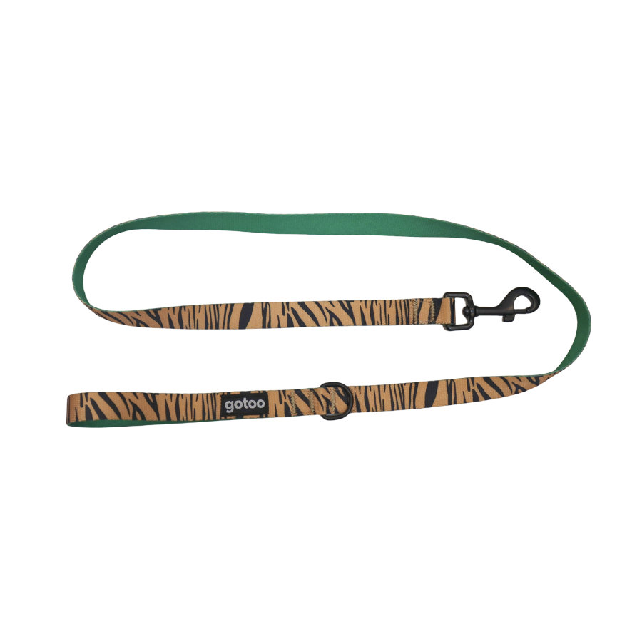 Gotoo Trela estampada tigre castanha para cães