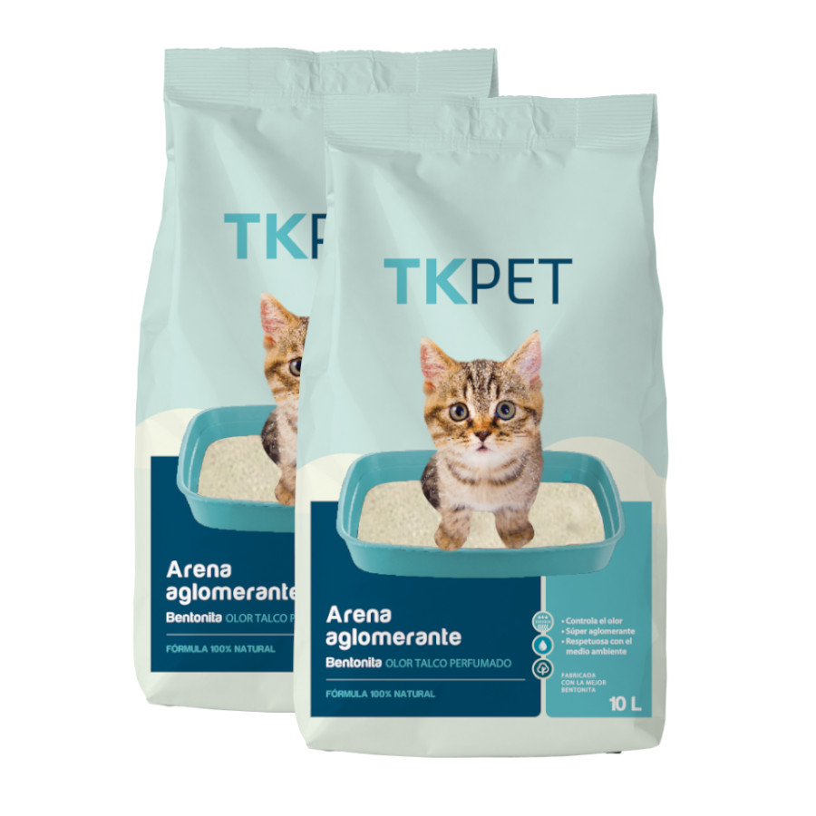 2 x 10 L TK-Pet Areia Aglomerante Bentonite e Talco para gatos Pack poupança!