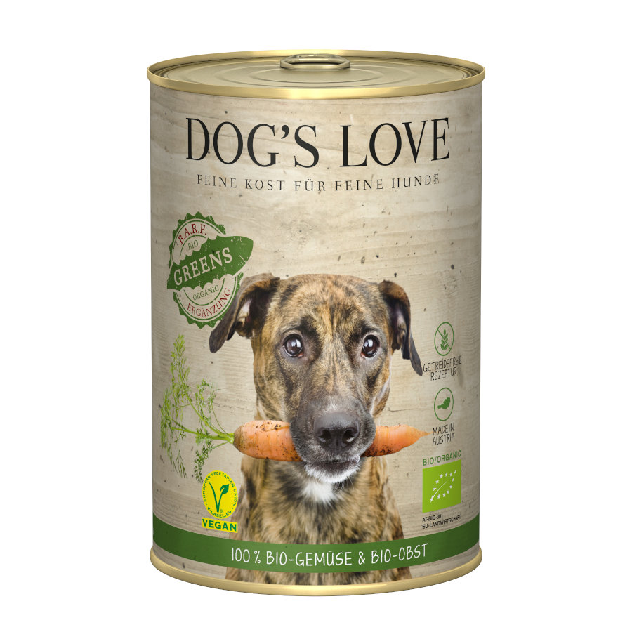 12 latas x 400 g Dog’s Love Adulto Bio Greens Vegan lata para cães Pack poupança!