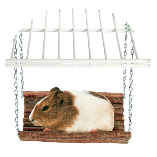 Plataforma suspensa de madeira para roedores