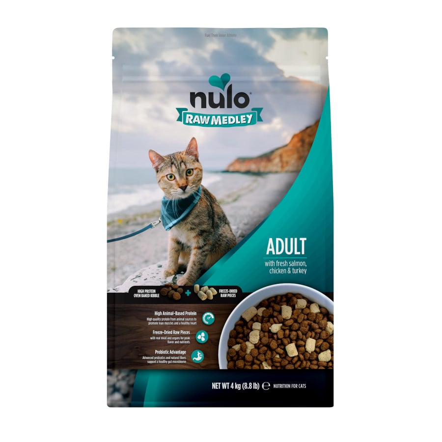 4 KG 4 kg Nulo Raw Medley Ração Salmão, Frango e Peru para gatos