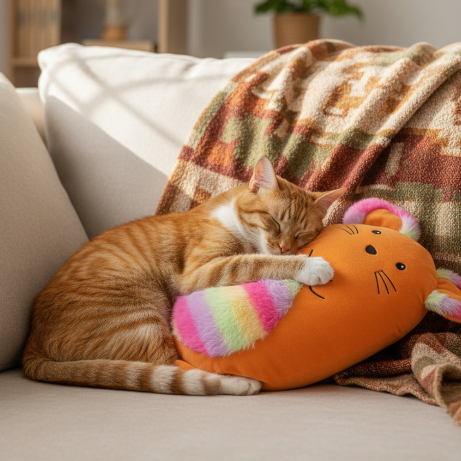 Tootoy! Comfort & Relax Brinquedo rato arco-íris de peluche para gatos