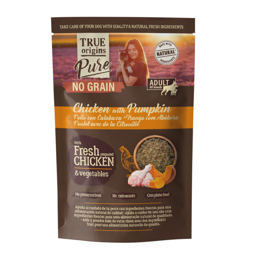 True Origins Pure Comida húmida de frango e abóbora para cães