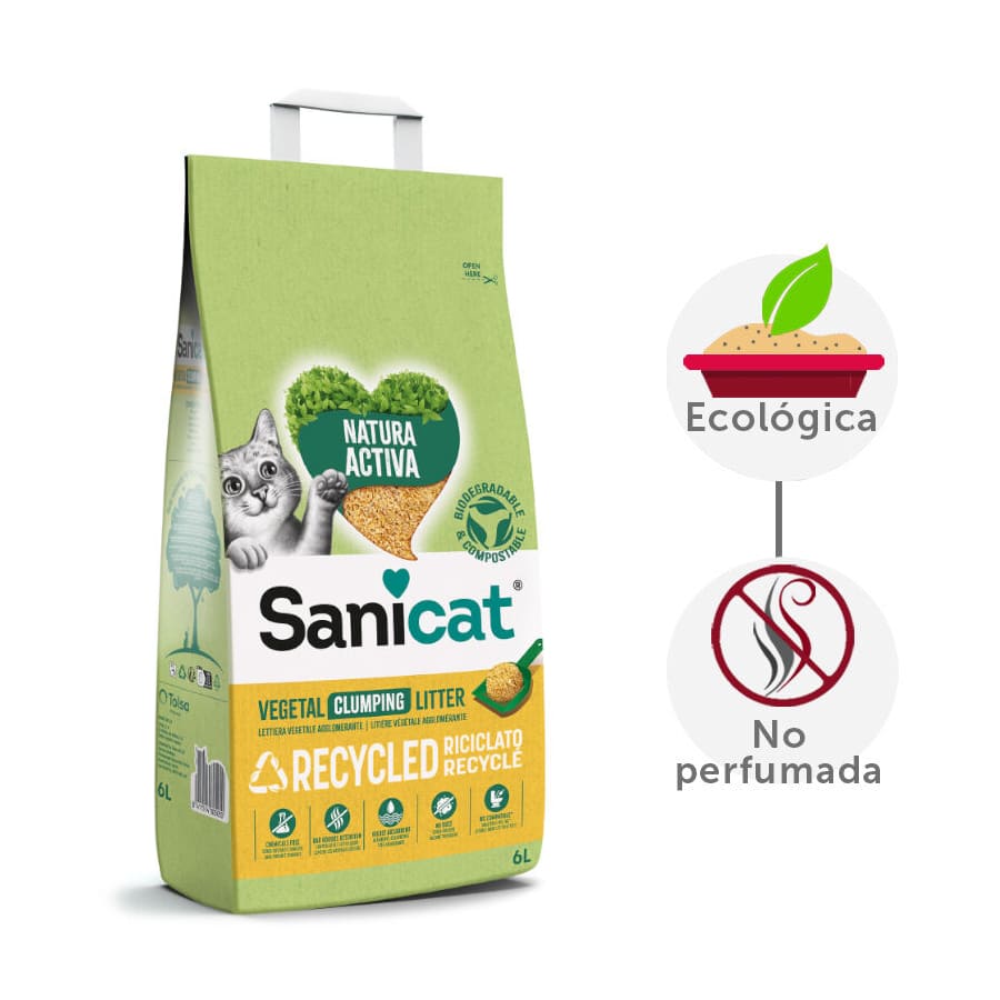 20 L Sanicat Natura Activa Recycled Areia para gatos