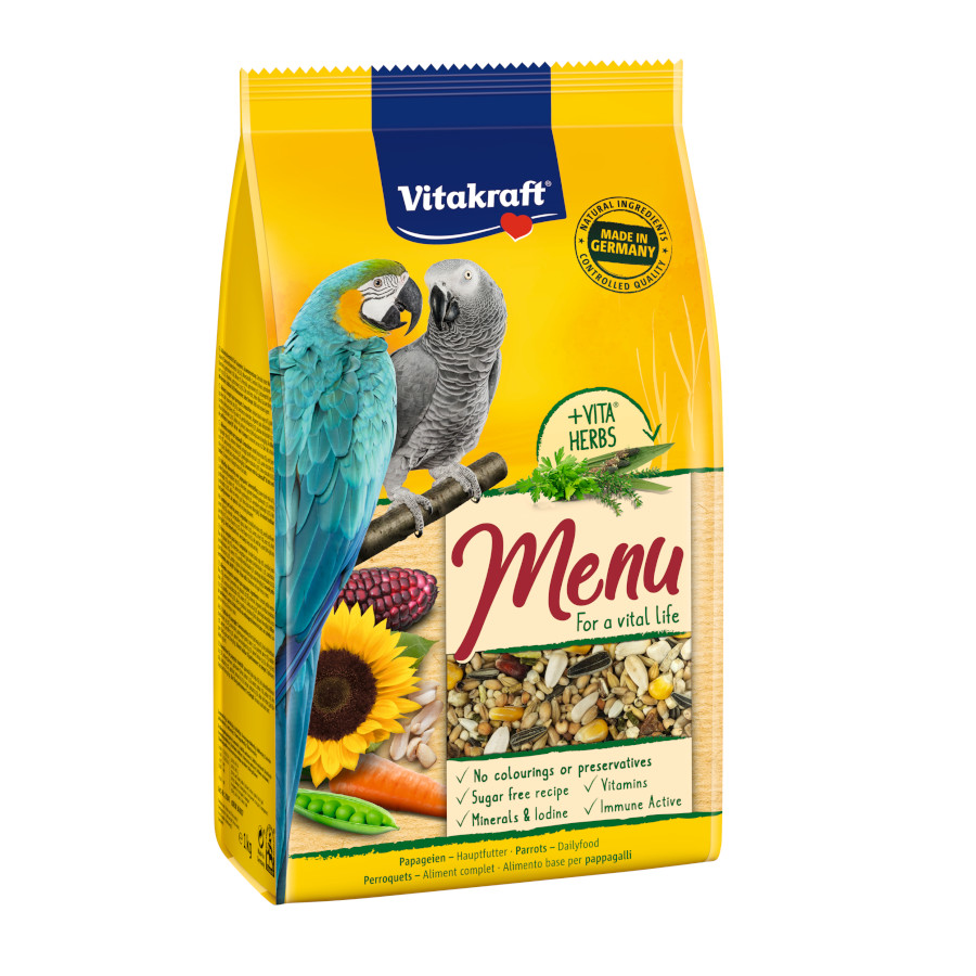 1 KG Vitakraft Menú Premium Mistura de Cereais e Sementes para papagaios